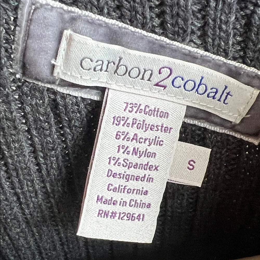 Carbon2Cobalt  Charcoal cowl neck Sweater with zipper